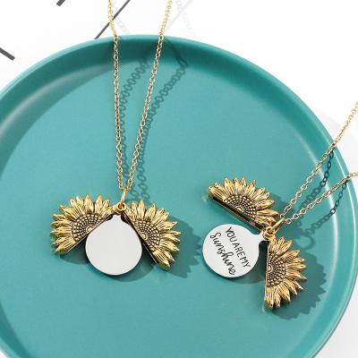 China 2022 new Taoxi FASHION sunflower necklace pendant jewelry you are my sunshine around necklace jewelry for sale