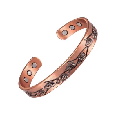 China 2022 TAOXI Healing Copper Environmental Friendly Red Pure Copper Flat Magnetic Bracelets for Men and Women for sale