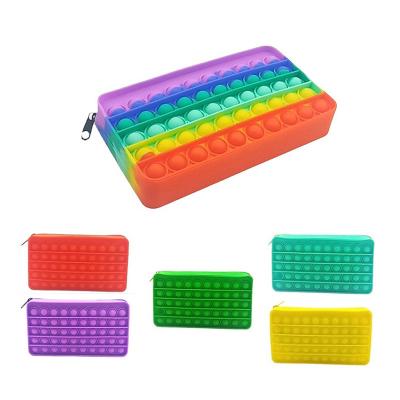 China 2022 New Silicone TaoXi Products Stationery Storage Silicone School Bag For Adult Busy Person Toy Squeeze Bubble Stationery Box Kids Color for sale