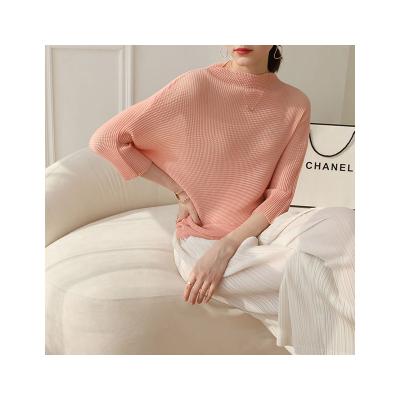 China 2022 Anti-wrinkle factory direct supply pleated solid color cool all-match loose casual top T-shirt for sale