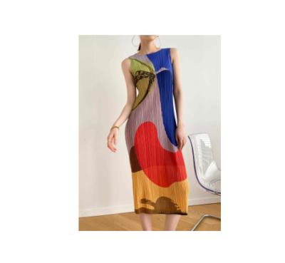 China Slim dress breathable contrast color printed fit color-blocked hip skirt women's new female temperament slim dress 2022 summer for sale