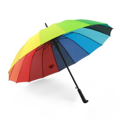 China Factory Manual Sale Various Widely Use Custom Outdoor 16 Bone Umbrella Rainbow for sale