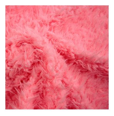 China Super Soft Pile Polyester Texture Long Knitted 100% Luxury Faux Stretch Fur Fabric for sale