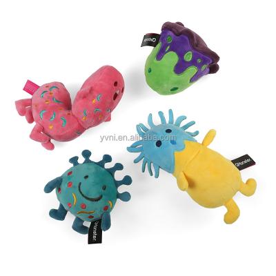 China Pet Maker Bacteria Series Soft Touch Plush Stuffed Interactive Puzzle Pillow Chewing Pet Indoor Activity Cat Toys Catnip for sale