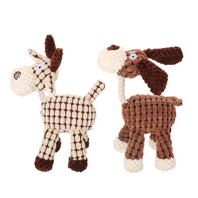 China Viable Pet Chewing Animals Donkey Trained Dog Bite Plush Corduroy Teether Toy For Small Dogs High Quality Pets Training Supplies for sale