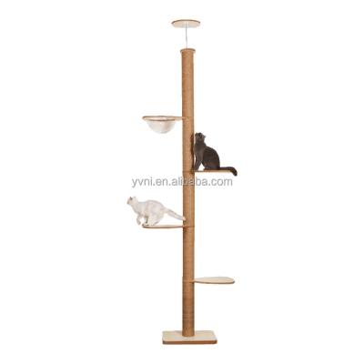 China Luxury Climbing Scratch Stocked Cat Tower Wood Cat Tree Large Wooden Scratch Tower Fashion DIY Play Pet for sale