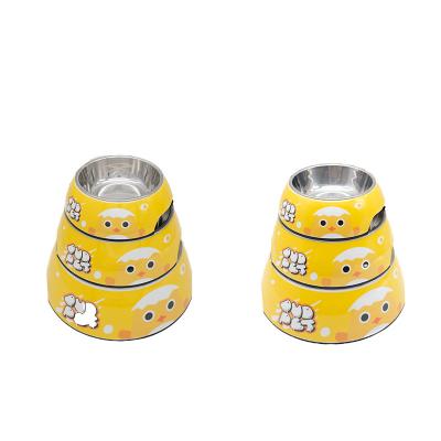 China Sustainable Hot Selling Round Stainless Pet Cat Dog Feeder Bowls Custom Size S/M/L Three Feeding Bowls for sale