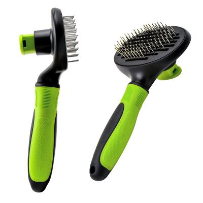 China Sustainable New Self Cleaning Pet Hair Grooming Massage Dog And Cat Pin Brush for sale