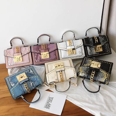 China Wholesale High Quality Customized Lady's Handbags 2021 Design For Lady PU Casual Tote Single Serpentine Polyester Women's Handbags for sale