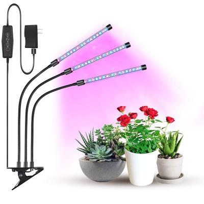 China ILLUMAN Shenzhen factory sale 14w 3 headed led clip grow light AC100 ~ 240V 3h 6h 9h timer luminance dimmable grow lights for sale