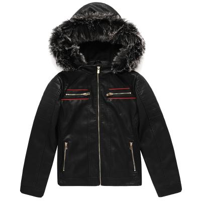 China Raincoat Customize Hot Fashion Embroidery PU Leather Jacket Custom For Men And Women Waterproof Anorak OEM Prints With Fur Hood for sale