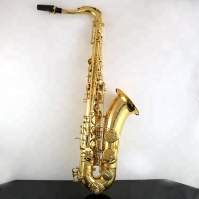 China Yellow Brass Gold Lacquer Roffee Musical Instrument Tenor Saxophone Bb Gold Lacquer Body Key Sax for sale