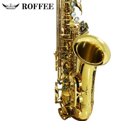 China Original Import Professional Performance Level ROFFEE M90 Gold Lacquer Alto Brass Gold Lacquer Eb Tone Saxophone for sale