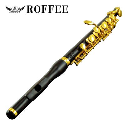 China Professional ROFFEE E9 Performance Level Gold Plated Ebony Body Cupronickel Gold Plated Keys Piccolo for sale