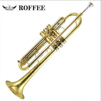 China Gold Lacquer ROFFEE S50 Beginner Student Level Brass Body Gold Lacquer Bb Tone Trumpet for sale