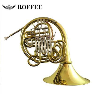 China ROFFEE Y60 Symphony Orchestra Brass Brass Gold Lacquer F Tone Bb 4 Main Double French Horn for sale