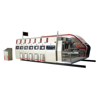 China High Quality Color Printing Transfer 4 Slotter Hotels Vacuum Die Cutting Machine With Stacker For Corrugated Cardboard for sale