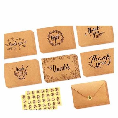 China China 300gsm brown kraft thank you card, invitation card, greeting card custom with gold foil embossed logo for sale