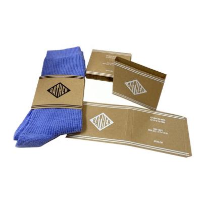 China Recycled Materials Custom Logo Printed Label Paper Sleeves For Custom Towel Wrapping Sock Wrapping Sleeve for sale