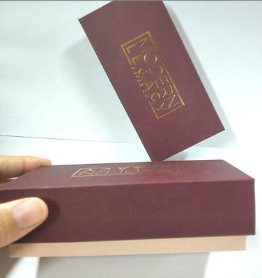 China Wholesale Recyclable Luxury Dark Red Lid Matte Gift Boxes And Raphe Base Box With Logo Jewelry Gold Hot Stamping Paper Container for sale