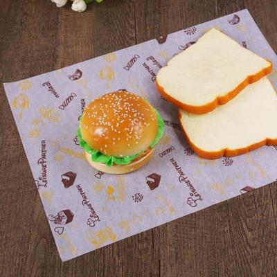 China Custom Colored Logo Printed Wrapping Paper Greaseproof Food Butter Burger Sandwich Wrapping Paper for sale