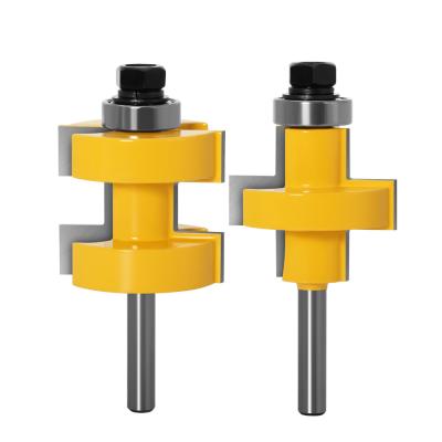 China High Quality Carbide 2pc 8mm Large Shank Tongue And Groove Joint Assembly Router Bit Set 42mm Stock Wood Cutting Tool for sale