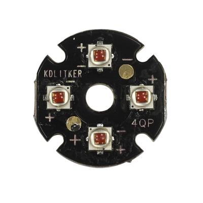 China DIY Flashlight Quad XP-E2 Amber 585nm SMD 3535 LED Emitter With KDLITKER 20mm DTP Copper MCPCB Parallel With Optics DIY Flashlight for sale