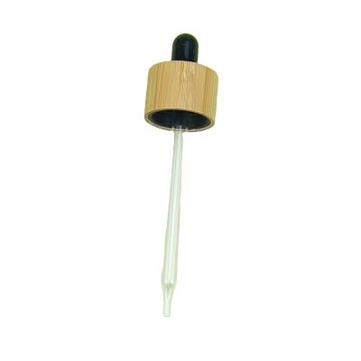 China Essential Oil Bamboo Plastic Cosmetic Packaging Rubber Silicone Bottles Dropper Cap 24mm Bamboo Wooden Dropper Pipette for sale