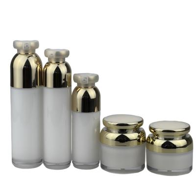 China 30g cosmetics 50g 30ml 50ml 100ml make up acrylic cosmetic packaging silver pump lotion bottle set acrylic airless bottles for sale