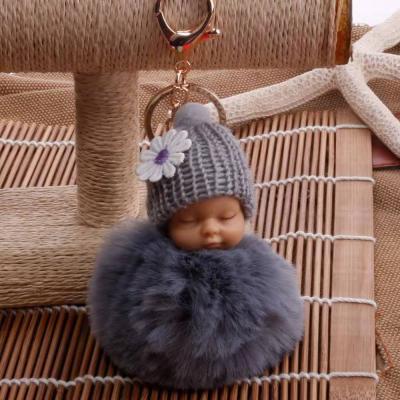 China New Style Polyester Baby Toy KeyChains For Women Bag Fashion Cute Colorful Cute Sleep Key Chain for sale