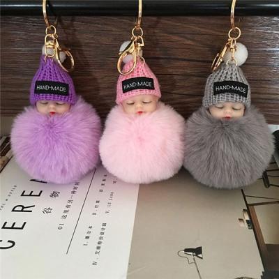 China Cute Sleeping Doll Plush Fur Ball Plush Key Chain Key Chain Keychain Pendant Car Key Holder Bag Women Handbag Cute Cartoon Plush Key Chain Pendant Toys For Kids Gift for sale