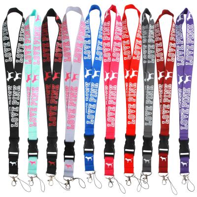 China High Quality Rose Love Lanyards Key Chain Holder Card Holder Polyester Lanyard For Key Chain Custom for sale