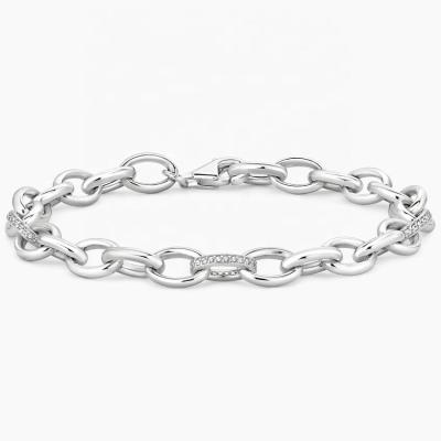 China Chic Style Micro Insert Inlay Technology 925 Sterling Silver White Gold Link Bracelet zu verkaufen