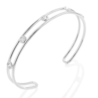 China Platin Diamant Kubik Zirkonia Manschetten Armband Breite 6mm CZ Manschetten Armband zu verkaufen