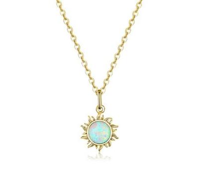 China Sunflower Opal And Diamond Necklace 15MM Women'S Opal Necklace 45CM+5CM for sale