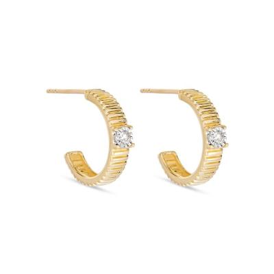 China Ladies Cubic Zirconia Diamond Hoop Earrings Brass Round Brilliant Cut for sale