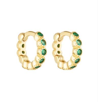 China 18K Gold Plated Baby Emerald CZ Huggie Earrings For Girls Everyday Jewelry for sale