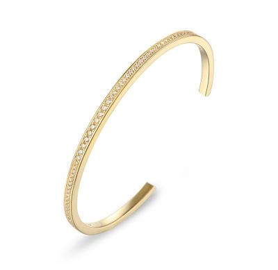 China Women Adjustable Bangle with Pave Zircons 18K Gold Plated Jewelry en venta