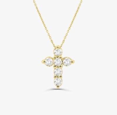 China Druzy Stone Diamond Cross Necklace Round Brilliant Cut 925 Silver Cross Pendant for sale