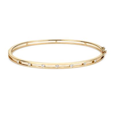 China Diamond Station Silver Bangle Bracelet 58mm 14k Bracelets Revestidos em Ouro à venda