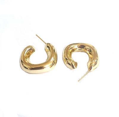 China Customization 18K Gold Brass Hoop Earrings ODM Ladies Gold Hoop Earrings for sale