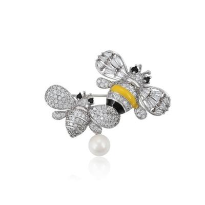 China Stunning Colorful Enamel Bee Brooch Crystal Rhinestone Bumble Bee Lapel Pin for sale