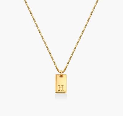 China Baguette 18K Gold Filled Pendant Personal Handmade Brass Pendant Necklace for sale