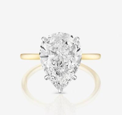 China Base White Cubic Zircon Pear Cut Solitaire 925 Sterling Silver Wedding Rings for sale