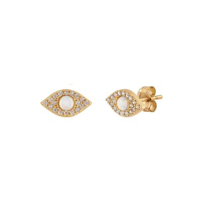 China 925 Silver Stud Earrings OEM ODM Opal Stud Earrings Gold Plated for sale