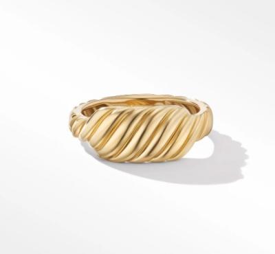 China Customized Logo Gold Plated David Cable Wave Men's Stainless Steel Rings Te koop