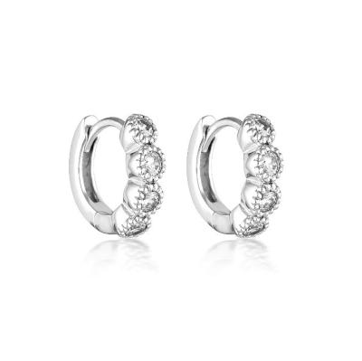 China 925 Sterling Silver CZ Earrings Four Huggie Cubic Zirconia Hoop Earrings for sale