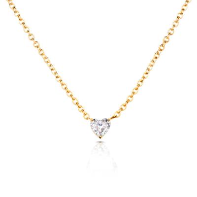 China Heart Cubic Zircon 18K Gold Plated Women's Necklace for sale