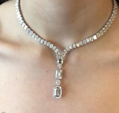 China Rhodium Plated Bling Bling Pendants 16in White Tennis Necklace for sale