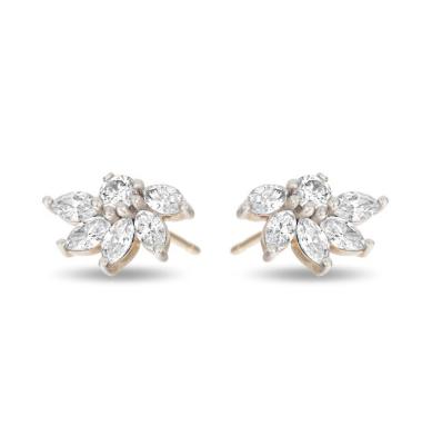 China 925 Silver Flower Stud Earrings OEM CZ Gold Plated Stud Earrings for sale